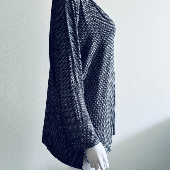 J Jill Wearever Collection V Neck Long Sleeve Black & White Top Tunic, L - Picture 4 of 7